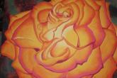  A vibrant Circus Rose! 16 x 20 Acrylic Canvas painting, 4 hour class, $60 — at Joyful Arts Studio.