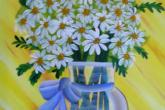 Shasta Daisies, 16 x 20 acrylic painting, 2.5 hour class, fee is $40 — at Joyful Arts Studio.