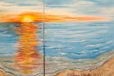 Beach Sunset, acrylic painting, $45 — at Joyful Arts Studio.